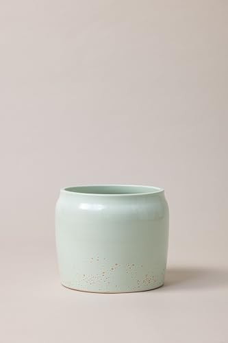 Plantpatio® Cache-Pot Artisanal en faïence émaillée, Bolbo (22 cm, Vert Menthe)
