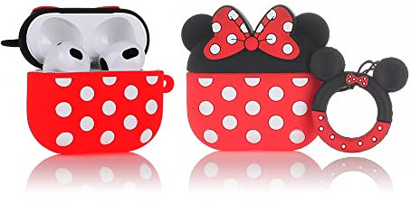 LEWOTE Custodia in Silicone Compatibile con Airpods 3 Funny Cute Cartoon 3D Case Cover (Minnie)