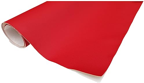 TAPHICEROS Leder Reparatur Set, Rot 50cm x 140cm, Meterware Kunstleder Selbstklebend Lederreparatur Lederflicken Set Hochwertiges Lederflickenset für Autositz Sofa Möbel Bürostuhl