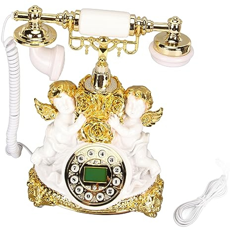 Antikes Retro-Telefon, Robuster LCD-Bildschirm, Retro-Festnetztelefon. Altmodisches Multifunktionstelefon für die Inneneinrichtung (MS-8334B, Gold)