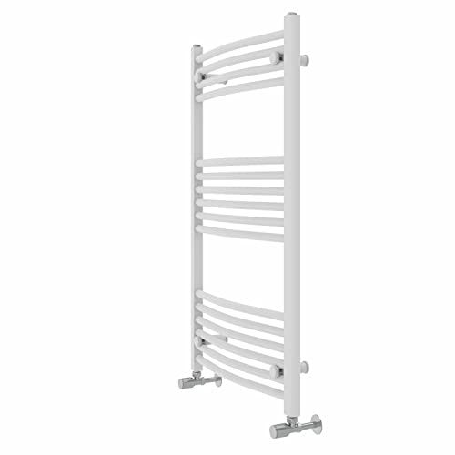 Warmehaus Curved Bathroom Heated Towel Rail Radiator 1000x600mm White | Wall Mounted, Contemporary Kitchen Ladder Warmer, Steel, Corrosion Resistance, Durable Finish, Central Heating