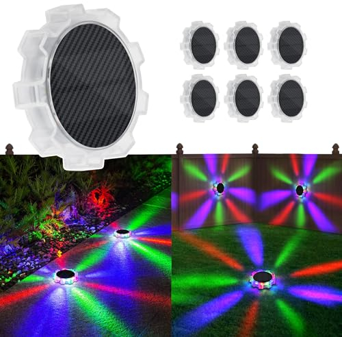AVANLO Solarlampen für Außen Bunte - 6 Stück Solar Bodenleuchten Aussen, RGB 9 LED Lichter 4 Modi Solarlampen IP65 Wasserdicht Solarleuchten für Außen Rasen Garten Beleuchtung Weihnachtsdeko