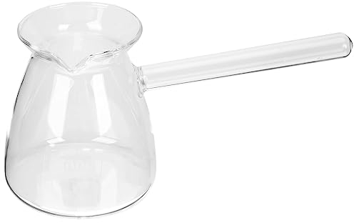 Garneck Türkische Kaffeekanne Aus Glas Butterwärmer 450 Ml Chai-Kanne Arabische Kaffeemaschine Briki Griechische Kaffeekanne Zum Kochen Von Milch Auf Dem Herd Zum Schmelzen Von Schokolade