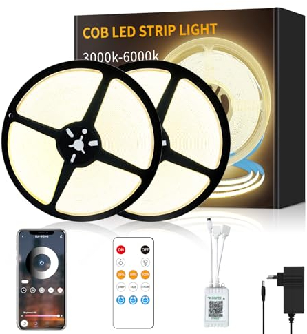 Yeewhale cob Led strip 30m,mit Fernbedienung, APP Steuerung,DC24V 3000k Warmweiß LED band,flexible Dimmbar COB LED Streifen, anwendbar auf Schlafzimmer, Raum,Schrank,DIY Dekoration
