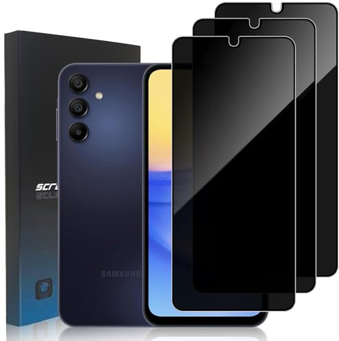 zonyee 3 Pezzi Privacy Pellicola Protettiva per Samsung Galaxy A15 5G 6.5, Durezza 9H Anti-Spy Vetro Temperato, Anti-Graffio,Senza Bolle, Anti-Spia Protezione Schermo per Samsung Galaxy A15