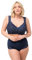 Ulla Popken Damen große Größen Übergrößen Plus Size Bralette, Spitze, Reißverschluss, ohne Bügel Nachtblau 105D 806669139-105D