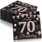 Serviettes 70. geburtstag frau, 40 Stück Papierserviette Mädchen Happy Birthday Servietten Decorations, Schwarz Rosé Gold Tischdekoration für Party Geburtstag, Papierservietten zum 60. Geburtstag