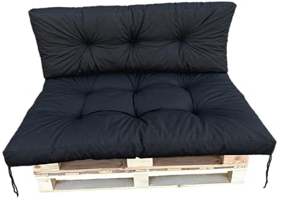 IN WOHO Palettenkissen Set, Outdoor Kissen für Palettensofa, Europaletten Sitzkissen, Sitzauflagen Gartenmöbel, Wasserabweisende Palettenkissen 120x40 und 120x80, Bankauflage Outdoor, Schwarz