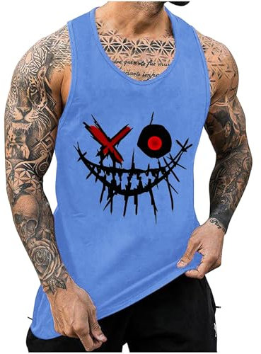 Tank Top Herren Mode Tanktop Sommer Muskelshirts Fashion Achselshirt Freizeit Trägershirt Y2k Ärmellose Tshirt Sport Axelshirt Dünner Herren-Unterhemden Meine Bestellungen Blau XL