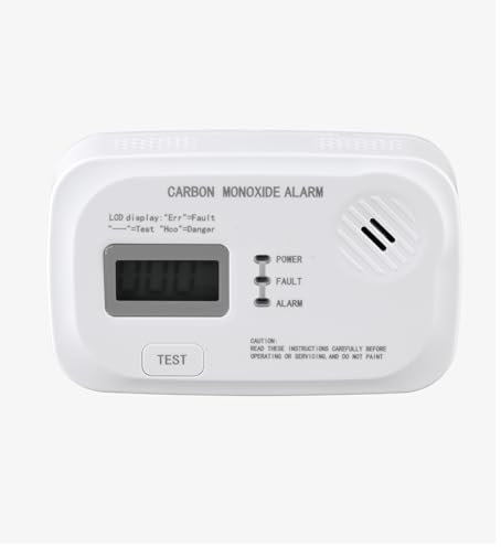 Carbon Monoxide Detector, EN50291 Certified Carbon Monoxide Alarms for Home with LCD Display, 10-Year Sensor Life CO Alarm, 2 AA Batteries Powered Portable Carbon Monoxide Detector for Camping, Travel