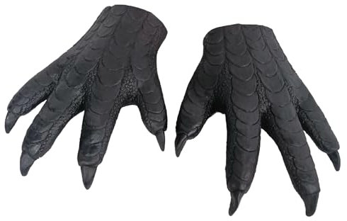 TINAYAUE Realistic Chicken Gloves Parrot Gloves Four Paws Latex Gloves Large Creature Costume Gloves Cosplay Animal Claws Gloves for Adults Big Kids Halloween Live Show Birthday Party Prank Props