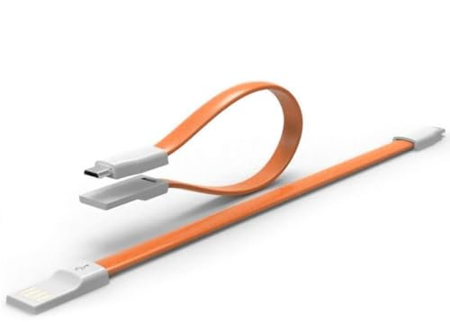 ULTRICS Micro USB Cable 22 cm, Magnetic Foldable USB to Micro USB Charging Cable Android Charger Cable Data Sync Lead Compatible with Galaxy S7/S6 Edge Sony HTC LG Moto Tablets PS4 (Orange, 1-Pack)