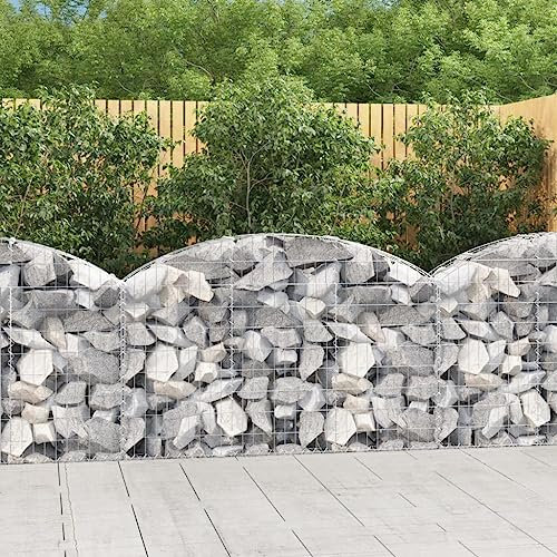 Willood Gabione mit Hochbogen 150x30x80/100cm Steinkorb Drahtkorb,Gabionenkorb Verstärkte Gabionenhaken,Gabionenwand Gabionen Zaun, Verzinktes Eisen