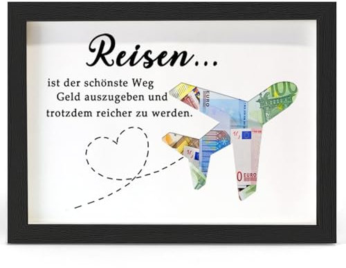 Geldgeschenk für Reise, Flitterwochen und Urlaub, Weltreise, Flugzeug Geschenk, Urlaubskasse Spardose, Geburtstag Geldgeschenk, Geldgeschenke Reisekasse für Freunde, Liebhaber Frauen, Männer, Schwarz