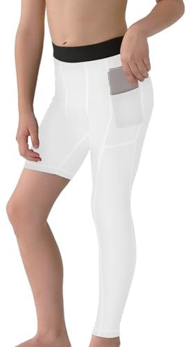 Valcatch Single Leg 3/4 Compression Tights with Pockets Sports Compression Pants One Leg Basketball Leg Sleeves Base Layer