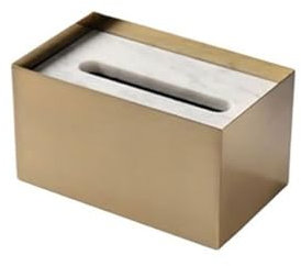 Marmor Edelstahl Taschentuchbox Halter für Wohnzimmer Couchtisch Licht Luxus gehobene Servietten-Aufbewahrungsbox mit Schublade (Weiß Groß)