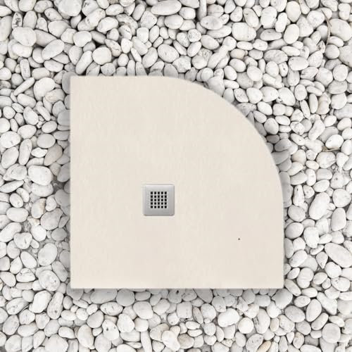Piatto Doccia 90x90 cm Semicircolare Line Extra Slim Beige RAL 9001 In Resina Sintetica e Polvere Di Marmo Con Piletta In Omaggio
