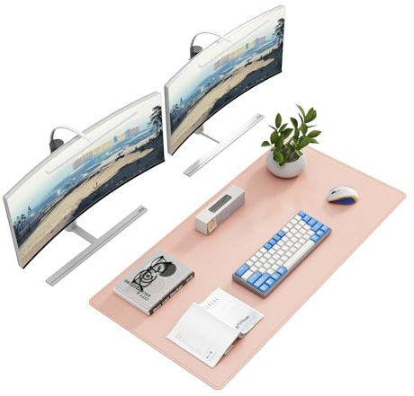 DAWNTREES Sous-main de bureau - 100 x 50 cm - En cuir - Résistant au glissement - Grand tapis de souris pour ordinateur portable - Convient pour le bureau, la maison et l'utilisation de bureau (rose)