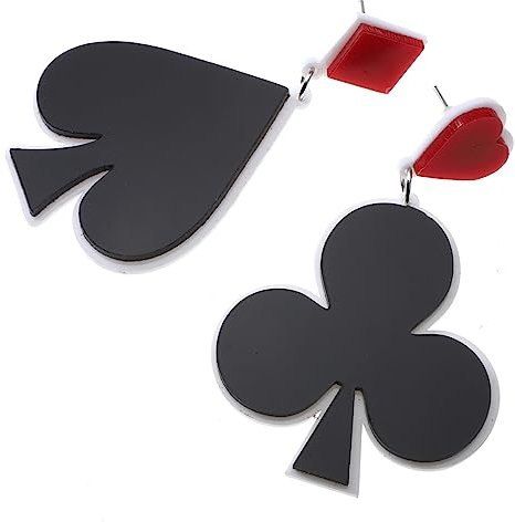 Yardenfun Spielkarten Ohrringe 1 Paar Damen Ohrringe Mit Spielkarten Modische Acryl Ohrhänger Pik Und Herz Design Perfektes Schmuckaccessoire Für Pokerliebhaber Ideal Für Frauen
