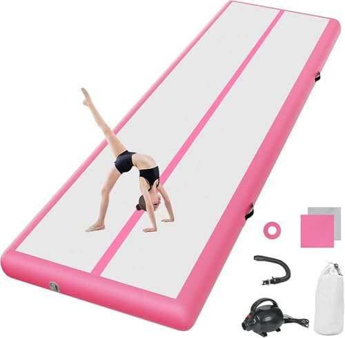 tapis de gymnastique 10cm Haut Tapis Entraînement epais 5M Tapis de Gym Gonflable Piste Gonflable Gymnastique Tumbling Gymnastique avec Pomp a air