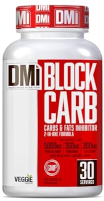 DMI INNOVATIVE NUTRITION Block Carb 60 Cápsulas – Extracto de Judía Blanca, Chitosan y Garcinia Cambogia – Soporte en el Metabolismo de Hidratos de Carbono y Control de Peso