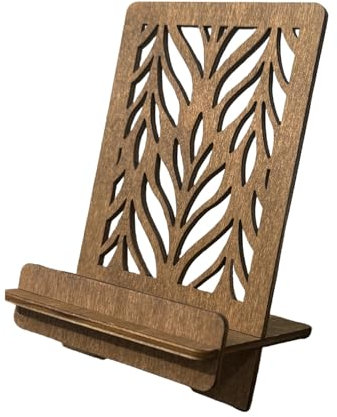 Tiuyii Portable Retro Wooden Desktop Phone Holder Hollow Pattern Design Charging Stand Adjustable Folding Lazy Phone Stand