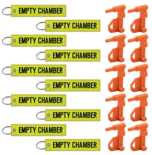 TOKCKYBL Drapeau de chambre, drapeau de sécurité pour fusil, fusil de poing, pistolet, drapeaux de chambre orange avec étiquettes rouges vives, compatibilité universelle, indicateurs de chambre vides