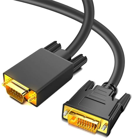 AKWOR Cavo da DVI a VGA, 1,8 m, da DVI-D 24+1 a VGA, cavo adattatore maschio a maschio, placcato oro, per computer, PC host, laptop, scheda grafica a HDTV, monitor, schermo, proiettore