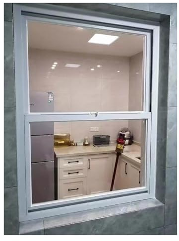 PEYNIR Ventana Ventanas correderas Ventana corrediza Vertical Larga y Estrecha para Cocina, Personalizable Aluminio Ventanas de reemplazo para Casas móviles para áticos/invernaderos(22 W x 29 H)