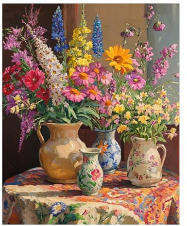 Blumen Malen Nach Zahlen Erwachsene, Blumen Malen Nach Zahlen - 40×50 cm, Paint by Numbers für Geschenk und Schmücken