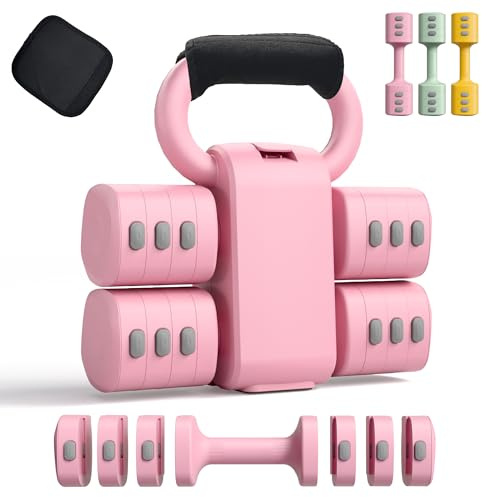 2-in-1 verstellbares Hantelset für Frauen – 4 Stufen (2,2 lbs bis 12,1 lbs) – Heimfitnessgeräte für Frauen zu Hause – Fitnesshanteln