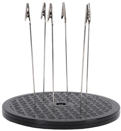 OPPWONG Paint Spraying Turntable, 7.5 Inch 360 Degree Rotating Stand Base with 6 Metal Clamp/Holder Sticks for Model Painting Crafting Cake Decorating