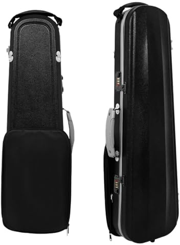 Geigenkasten 4/4 Violinenkoffer Carbonfaser-Box Rucksack Doppelter Schultergurt Tasche mit Hygrometer Kommt Notenblatt Passwortsperre(Black)
