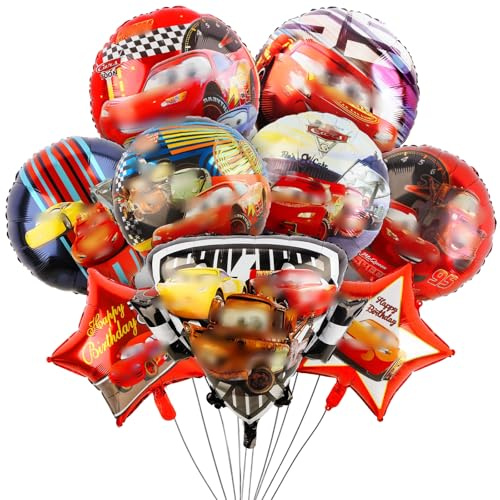 Auto Geburtstagsdeko Jungen- Car Luftballons Geburtstag Deko Ballon Geburtstag Racing Folienballons Happy Birthday Partyzubehör für Kindergeburtstag Theme Party Supplies Deko Boys Girls