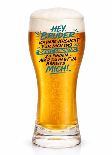 Diztoud Bierglas Bruder Geschenk, lustiges Geburtstagsgeschenk für Bruder, Männer Geschenk zu Geburtstag, Weihnachten, Geschenkidee für Brüder und Geschwister, 470 ml Weizenbierglas mit Spruch