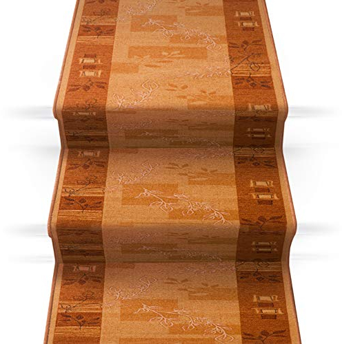 Passatoia/tappeto per scale di grande stile, per scalinata, dotata di sigillo di qualità GUT, prodotto di qualità tedesca, Poliammide, terra, 67 x 350 cm (B x L)