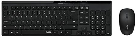 Rapoo KIT X8100 Tastiera Multimediale Wireless e Mouse, 2,4 GHz, Layout Italiano, Nero