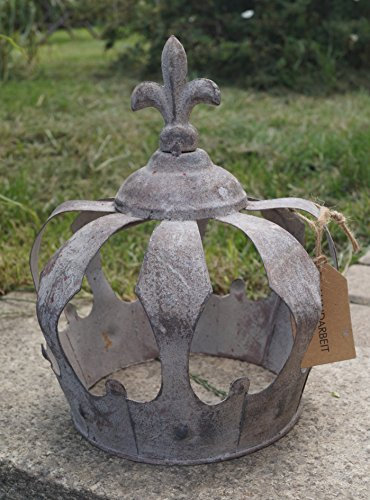 Metall Krone rund mit Lilienspitze Art Ferro Gartendeko Tischschmuck Grau Shabby