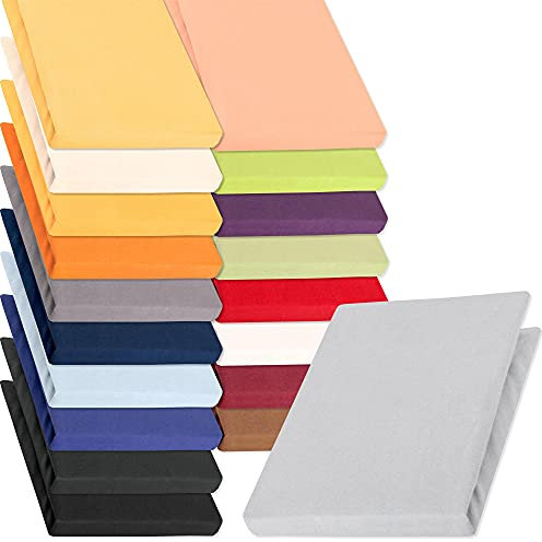 aqua-textil Pur 2er Set Jersey Spannbettlaken 90x200-100x220 cm Silber grau Wasserbett Boxspringbett 160g/qm Mako Baumwolle