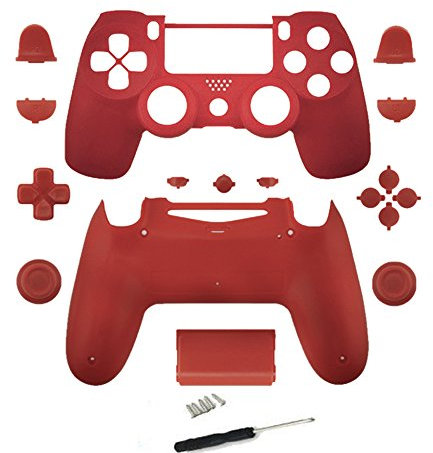 Coque de rechange avec boutons pour manette sans fil PS4 Pro Slim Rouge