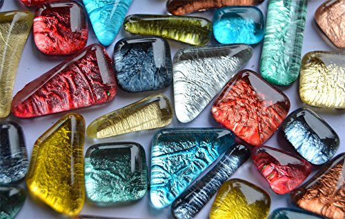 100g Soft Glas Mosaiksteine unregelm. auffällige Struktur bunt ca. 70 Stück