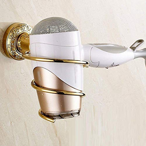 GZZ Badezimmer Antik Edelstahl Galvanik Gold Föhn Halter, Hotel Spiral Wand-Haartrockner Lagerregal,A