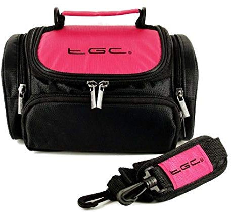 TGC ® Large Camera Case for Samsung NX3000, NX mini Plus Accessories (Hot Pink & Black)