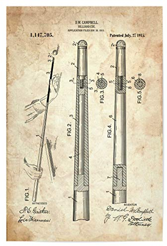 artboxONE Poster 30x20 cm Sport Billard Queue Patent (Antik) - Bild poolbillard billardspiel Blaupause