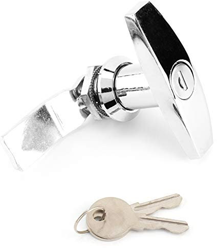 Trailer T Lock Rear Fixing T Handle Lock Tool Box Garage with Keys for Trailer Canopy Silver