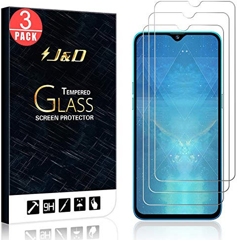 J&D Compatible para Realme 5 Pro Protector de Pantalla, 3 Paquetes [Vidrio Templado] [NO Cobertura Completa] Cristal Templado Protector de Pantalla para Realme 5 Pro