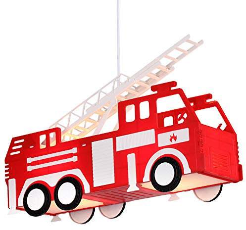 etc-shop RGB LED Feuerwehr Auto Hänge Leuchte Fernbedienung rot Pendel Lampe Kinder Spiel Zimmer Beleuchtung dimmbar