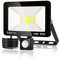 10W LED Projecteur Détecteur de Mouvements, Blanc Chaud(3000K) Imperméable IP65, Projecteur LED exterieur de sécurité idéal pour éclairage public, garage, couloir, jardin