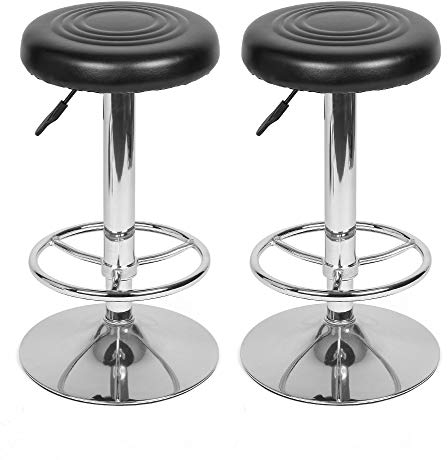 Mingone Barhocker 2er Set Höhenverstellbar Arbeitshocker Tresenhocker Schwarz Hocker Ohne Rückenlehne 360°Drehstuhl aus Kunstleder (38.5x60-80cm)