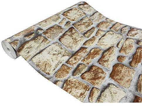 DecoMeister Klebefolie Möbel 67,5x200 cm | Selbstklebende Möbelfolie in Stein-, Marmor- und Betonoptik | Folie für Möbel wasserfest und leicht anzubringen für Küche und Bad | Grau/Braun Ziegel